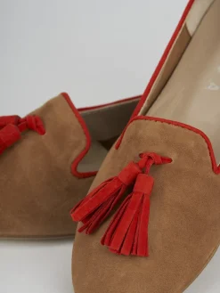 Ballerina mocassino babbuccia tacco 1 cm marrone camoscio