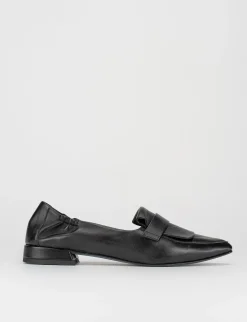 Ballerina mocassino tacco 1 cm nero pelle