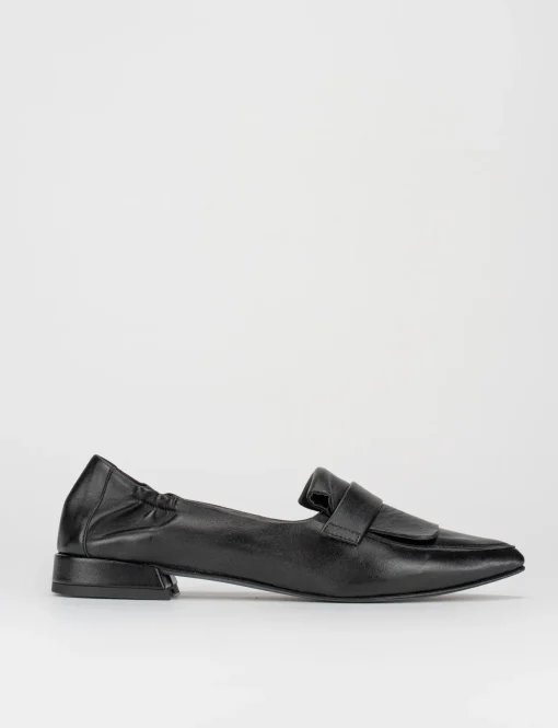 Ballerina mocassino tacco 1 cm nero pelle