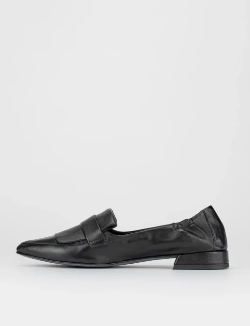 Ballerina mocassino tacco 1 cm nero pelle