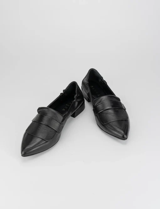 Ballerina mocassino tacco 1 cm nero pelle