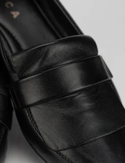 Ballerina mocassino tacco 1 cm nero pelle