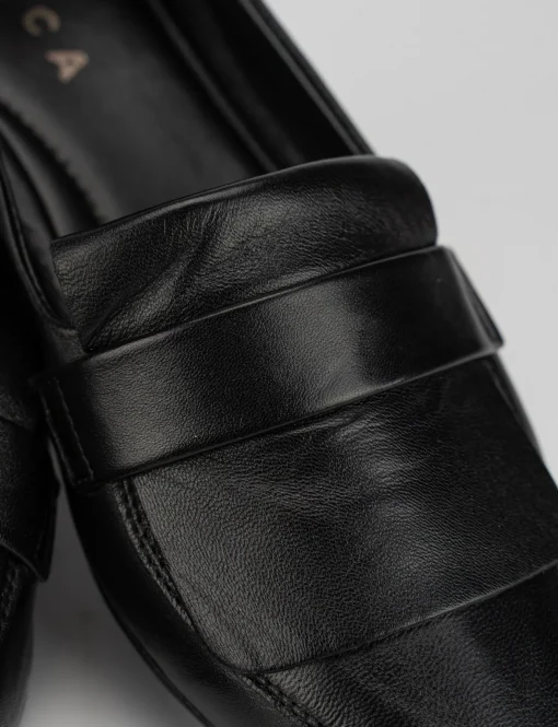Ballerina mocassino tacco 1 cm nero pelle