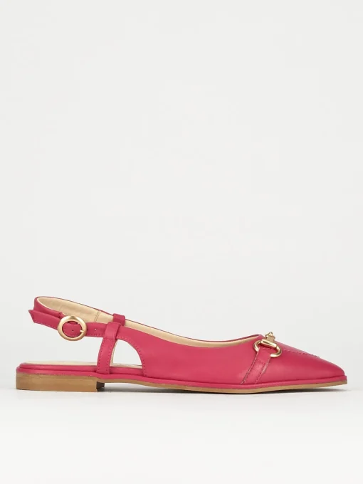 Ballerina slingback decoltè tacco 1 cm rosa pelle