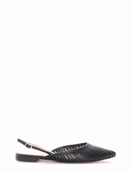 Ballerina slingback decoltè tacco 1cm nero pelle