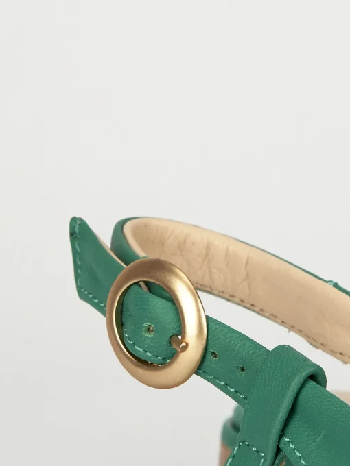 Ballerina slingback decoltè tacco 1 cm verde pelle