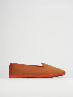 Ballerina tacco 1 cm arancio velluto
