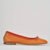 Ballerina tacco 1 cm arancio pelle