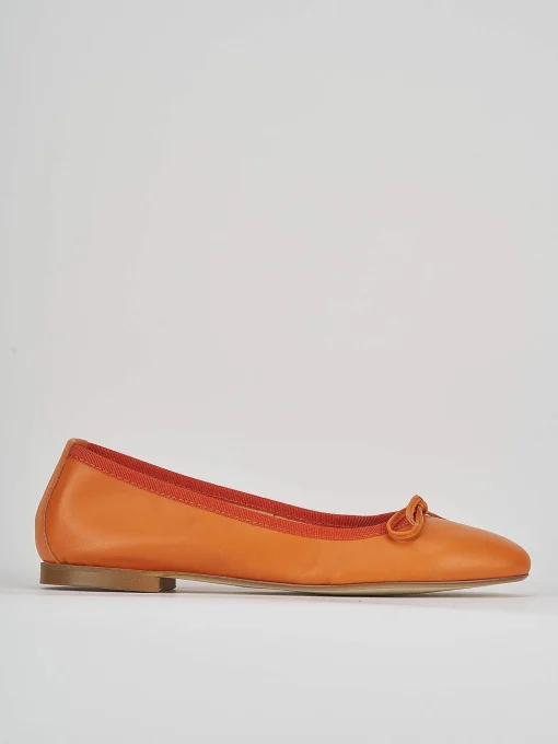 Ballerina tacco 1 cm arancio pelle