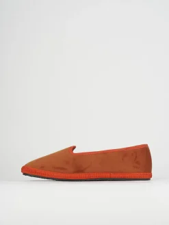 Ballerina tacco 1 cm arancio velluto