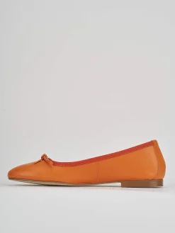 Ballerina tacco 1 cm arancio pelle