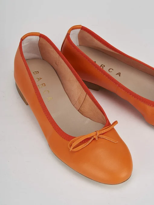 Ballerina tacco 1 cm arancio pelle