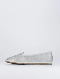 Ballerina tacco 1 cm argento glitter