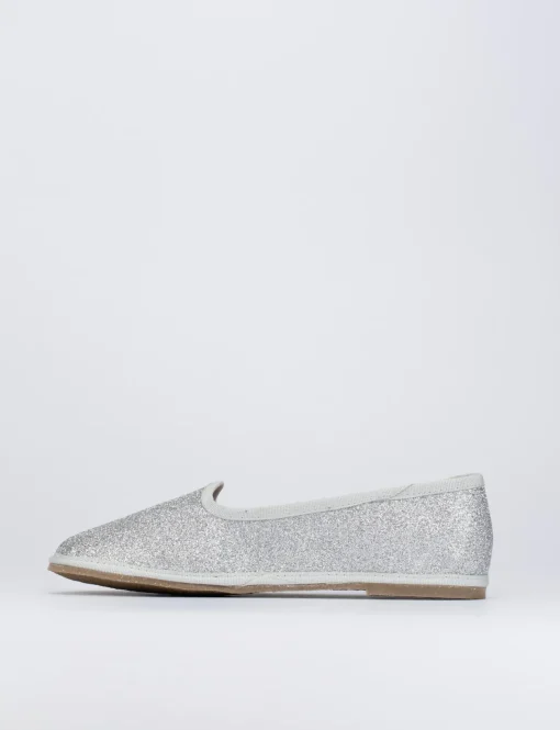 Ballerina tacco 1 cm argento glitter