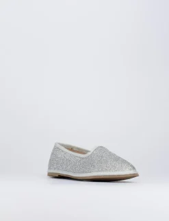 Ballerina tacco 1 cm argento glitter