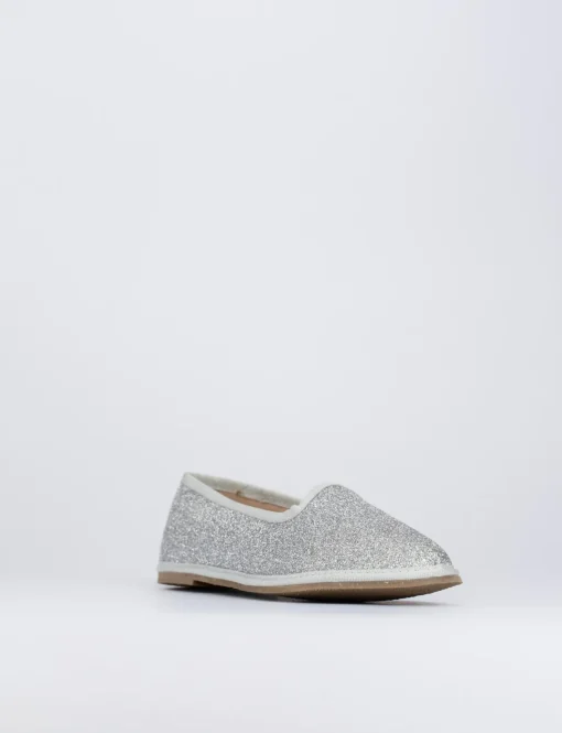 Ballerina tacco 1 cm argento glitter