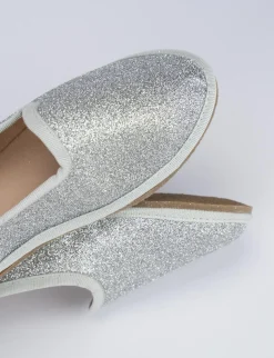 Ballerina tacco 1 cm argento glitter