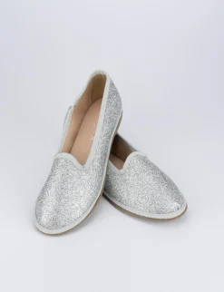 Ballerina tacco 1 cm argento glitter