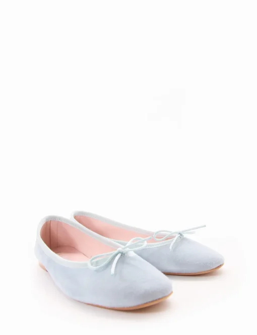 Ballerina tacco 1 cm azzurro