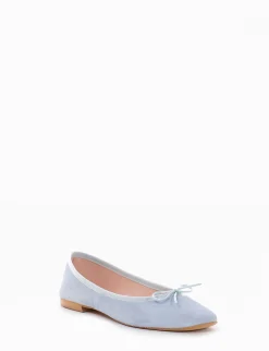 Ballerina tacco 1 cm azzurro