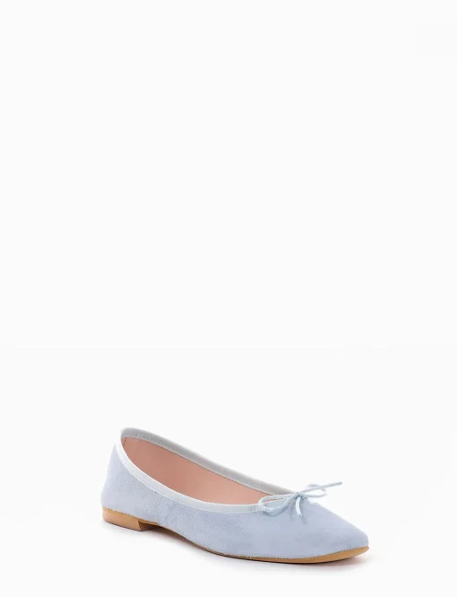 Ballerina tacco 1 cm azzurro
