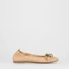 Ballerina tacco 1 cm beige pelle