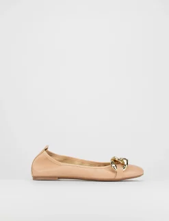 Ballerina tacco 1 cm beige pelle