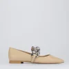 Ballerina tacco 1 cm beige pelle
