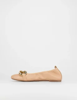 Ballerina tacco 1 cm beige pelle