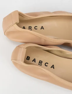 Ballerina tacco 1 cm beige pelle