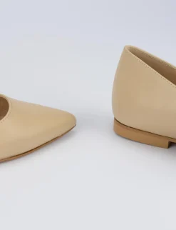 Ballerina tacco 1 cm beige pelle