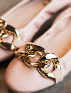 Ballerina tacco 1 cm beige pelle