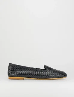 Ballerina tacco 1 cm blu pelle
