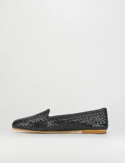 Ballerina tacco 1 cm blu pelle