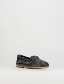 Ballerina tacco 1 cm blu pelle