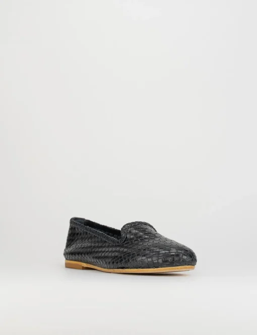 Ballerina tacco 1 cm blu pelle