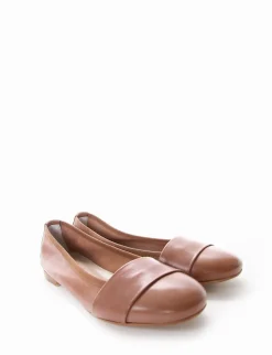 Ballerina tacco 1 cm cuoio