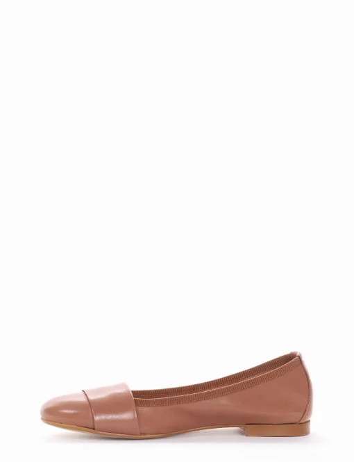 Ballerina tacco 1 cm cuoio