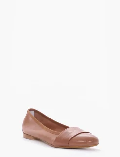 Ballerina tacco 1 cm cuoio