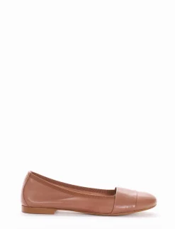 Ballerina tacco 1 cm cuoio
