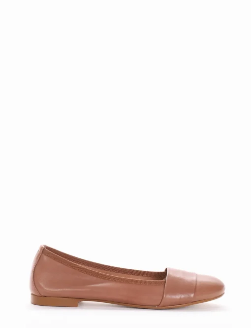 Ballerina tacco 1 cm cuoio