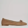 Ballerina tacco 1 cm marrone camoscio