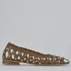 Ballerina tacco 2 cm marrone pelle