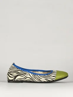 Ballerina tacco 1 cm multicolor pelle