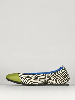 Ballerina tacco 1 cm multicolor pelle