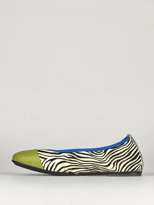 Ballerina tacco 1 cm multicolor pelle