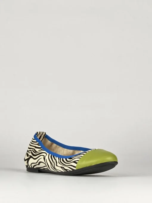 Ballerina tacco 1 cm multicolor pelle