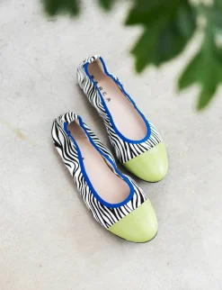 Ballerina tacco 1 cm multicolor pelle