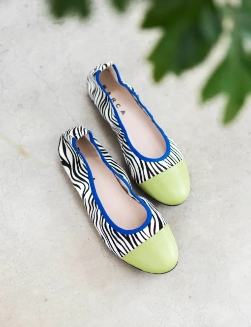 Ballerina tacco 1 cm multicolor pelle