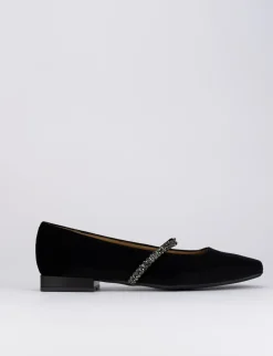 Ballerina tacco 1 cm nero velluto